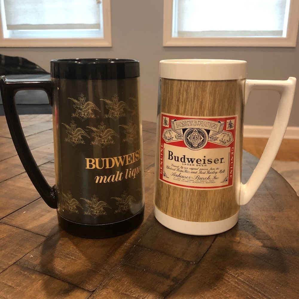 Set of 2 Vintage Budweiser Thermo Serv Beer Mugs